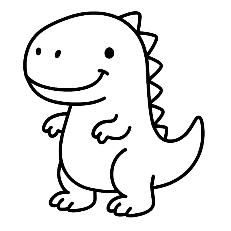 Desenho de dinossauro amigável para colorir, com espinhos e sorriso