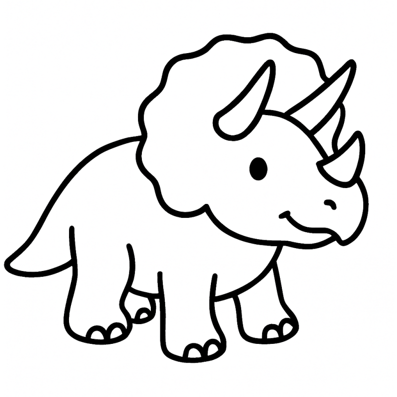 Desenho caricaturado de triceratops para colorir