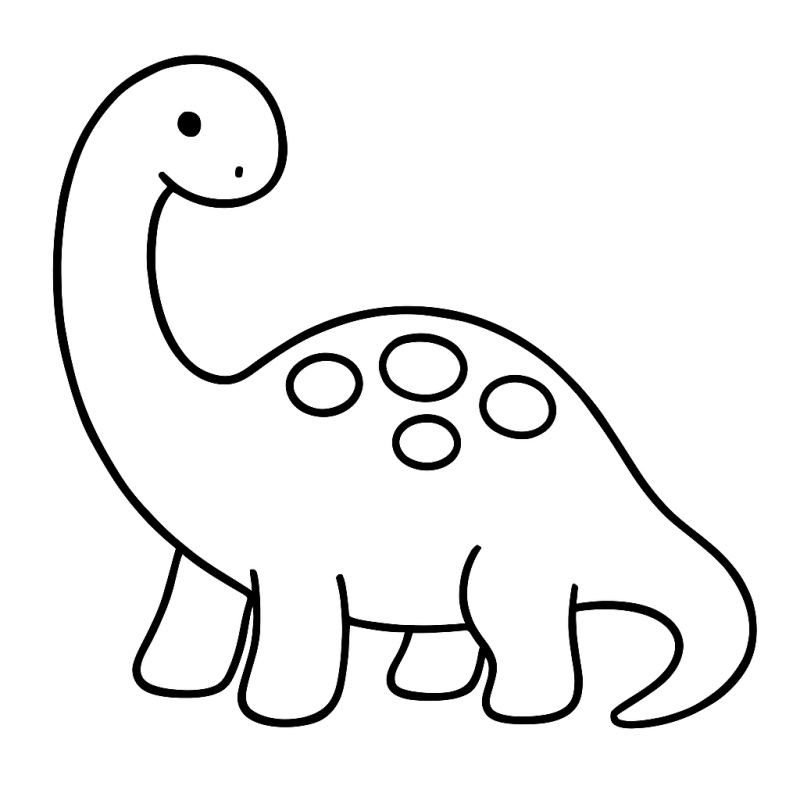 Desenho de Dinossauro Estilizado Amigável para Colorir