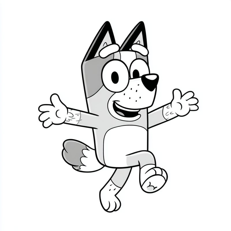 Desenho de Bluey Alegre: Pronto para Colorir!