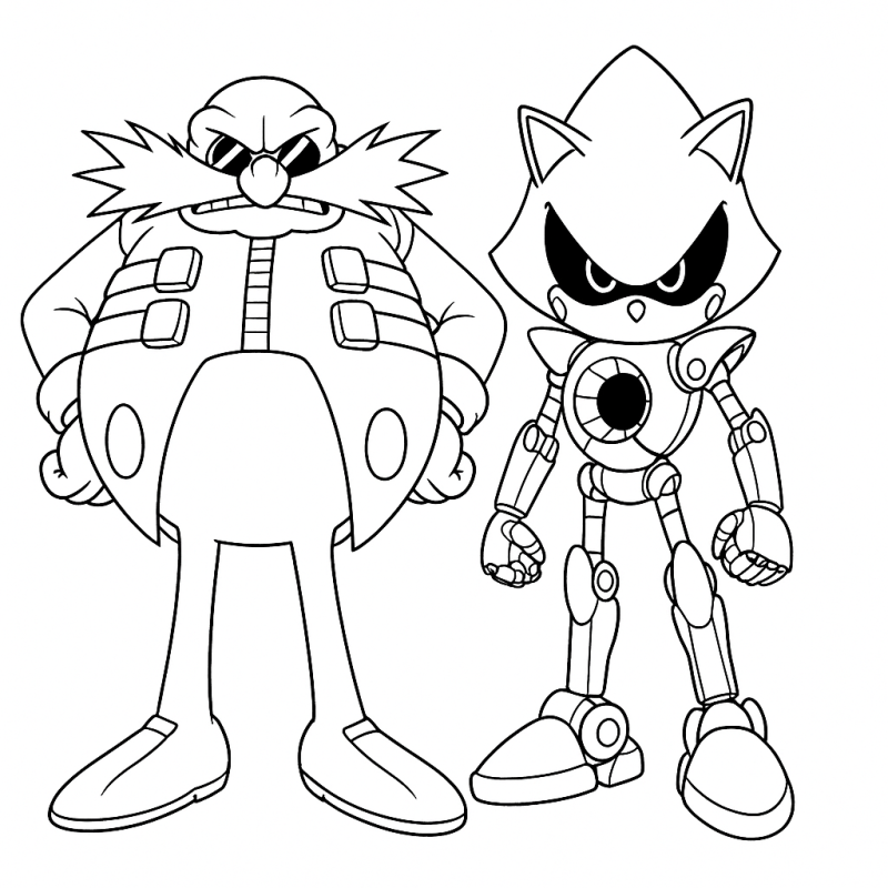 Desenho de Dr. Robotnik e Metal Sonic para colorir