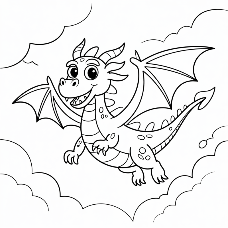 Desenho de dragão estilizado e amigável ideal para colorir