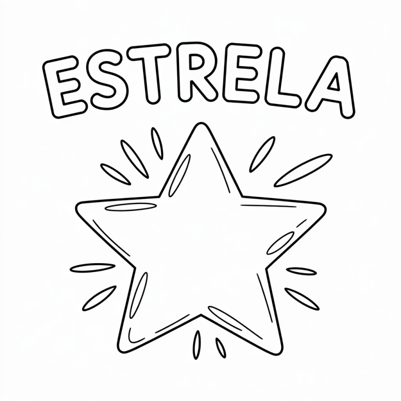 Desenho de Estrela para Colorir com Palavra