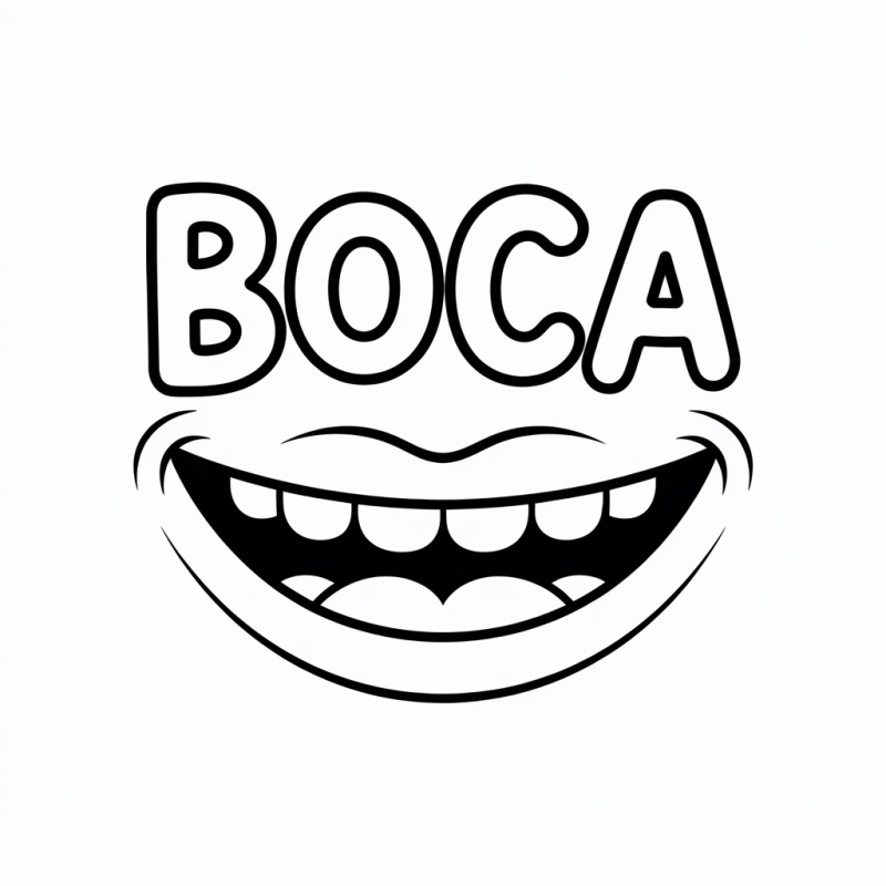 Desenho da Palavra BOCA para Colorir