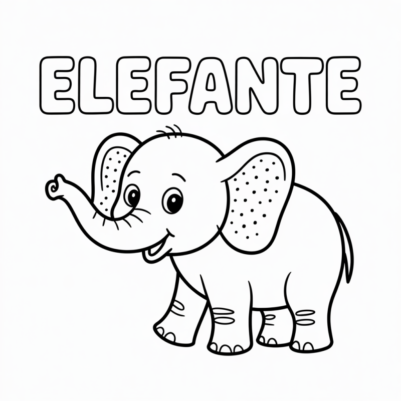Desenho de Elefante Amigável para Colorir e Curiosidade