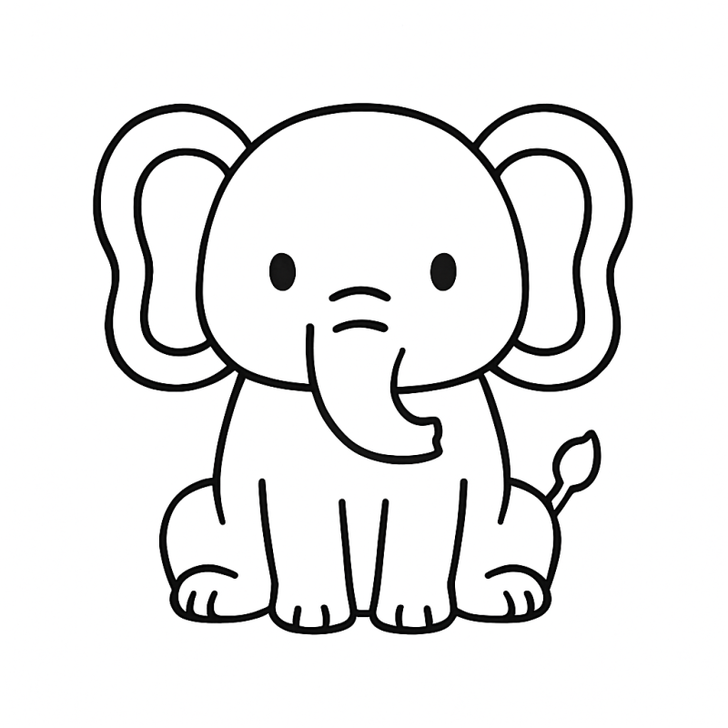Desenho de elefante fofinho para colorir, ideal para crianças pequenas.