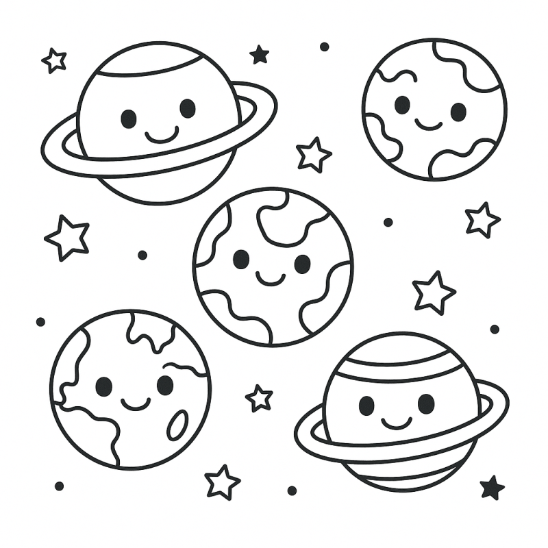 Alegre Cenário Espacial para Colorir