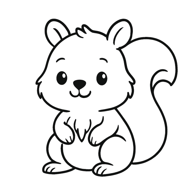 Desenho de esquilo amigável e simples para colorir