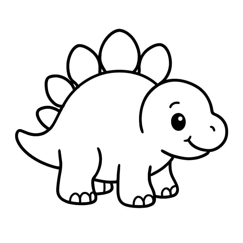 Desenho de estegossauro amigável para colorir, ideal para crianças.