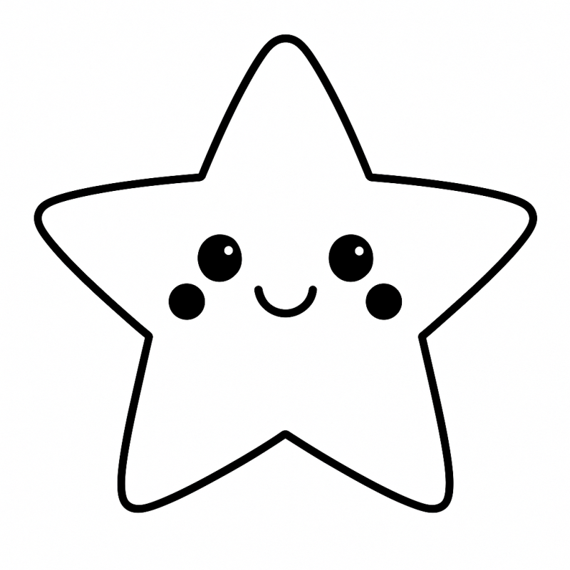 Desenho de Estrela Sorridente de Natal para Colorir