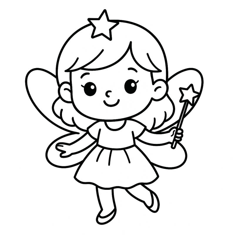 Desenho de fada simplificado ideal para crianças pequenas com varinha mágica