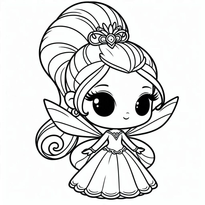 Desenho de fada chibi amigável para colorir