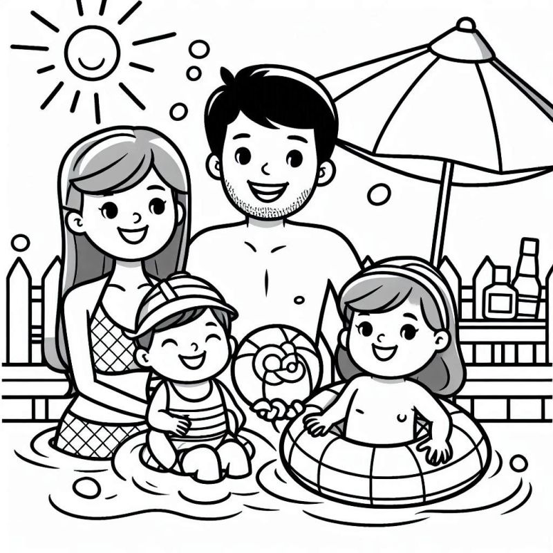 desenho para colorir família