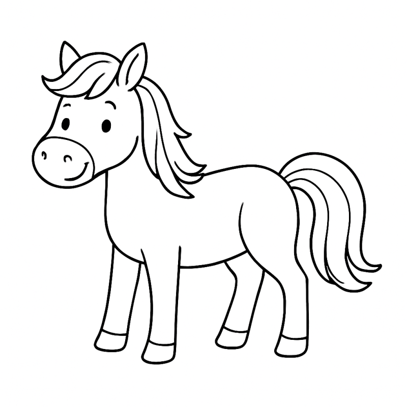 Desenho de Cavalo Cartoon Sorridente na Fazendinha