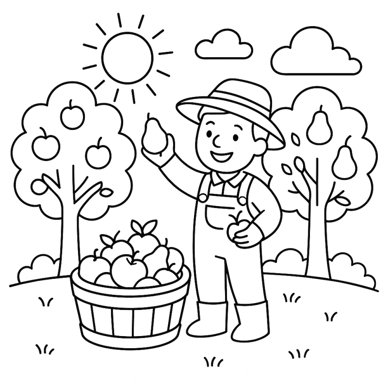 Cena Encantadora na Fazendinha para Colorir