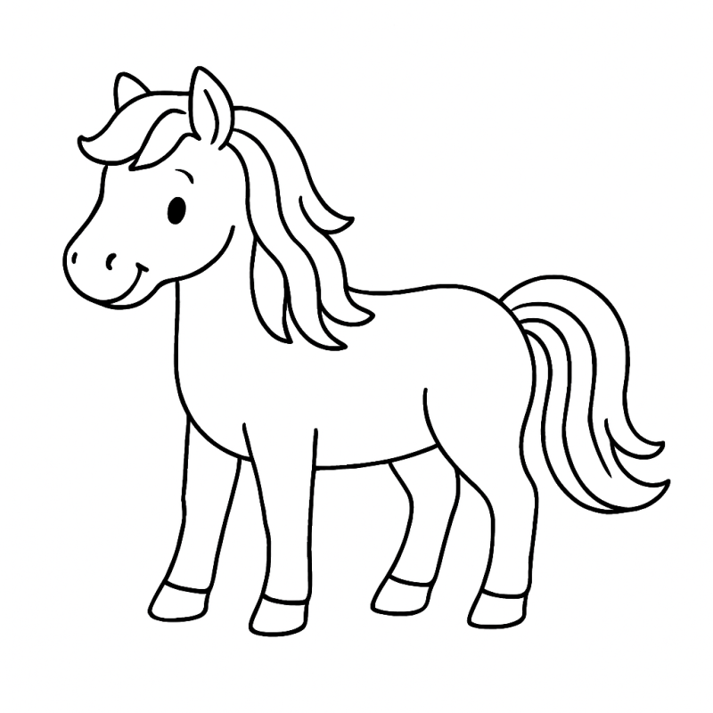Desenho de Cavalo Amigável para Colorir na Fazendinha