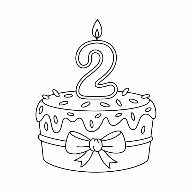 Bolo de Aniversário com Vela para Colorir