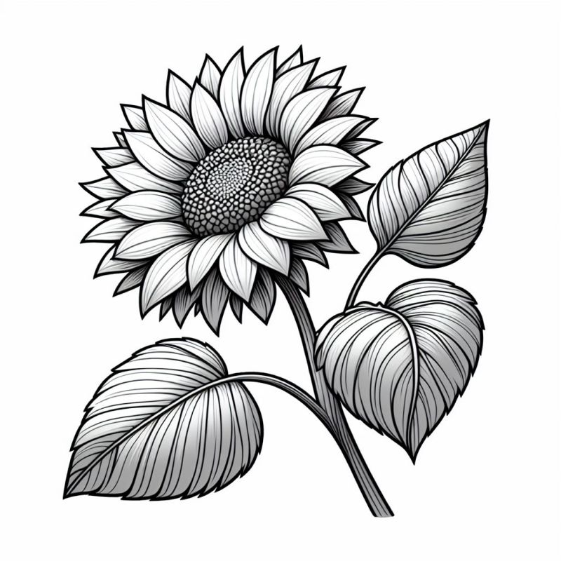 Desenho detalhado de girassol ou margarida para colorir