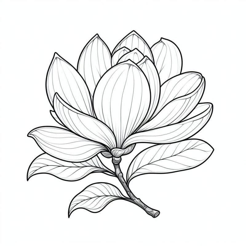 Desenho detalhado de uma flor realista para colorir