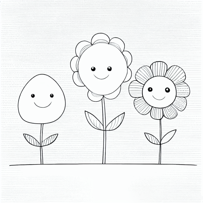 Desenho de 3 lindas flores para colorir