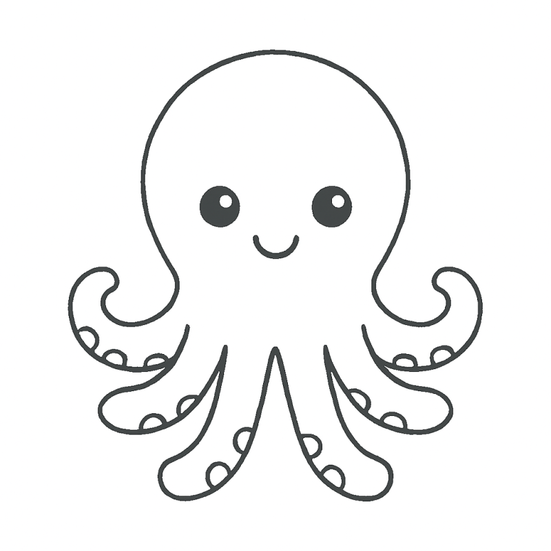 Desenho de um polvo adorável e simples para colorir