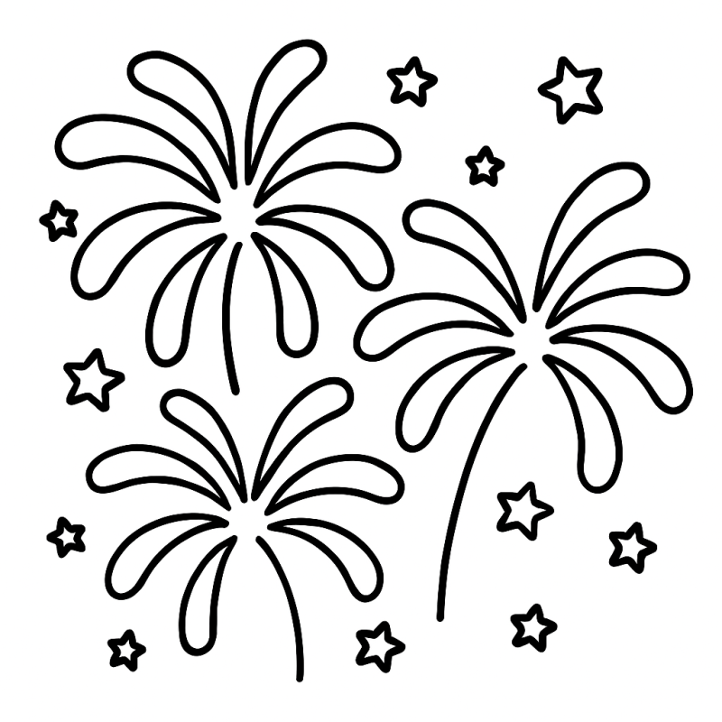 Desenho de Ano Novo com Fogos de Artifício Mágicos