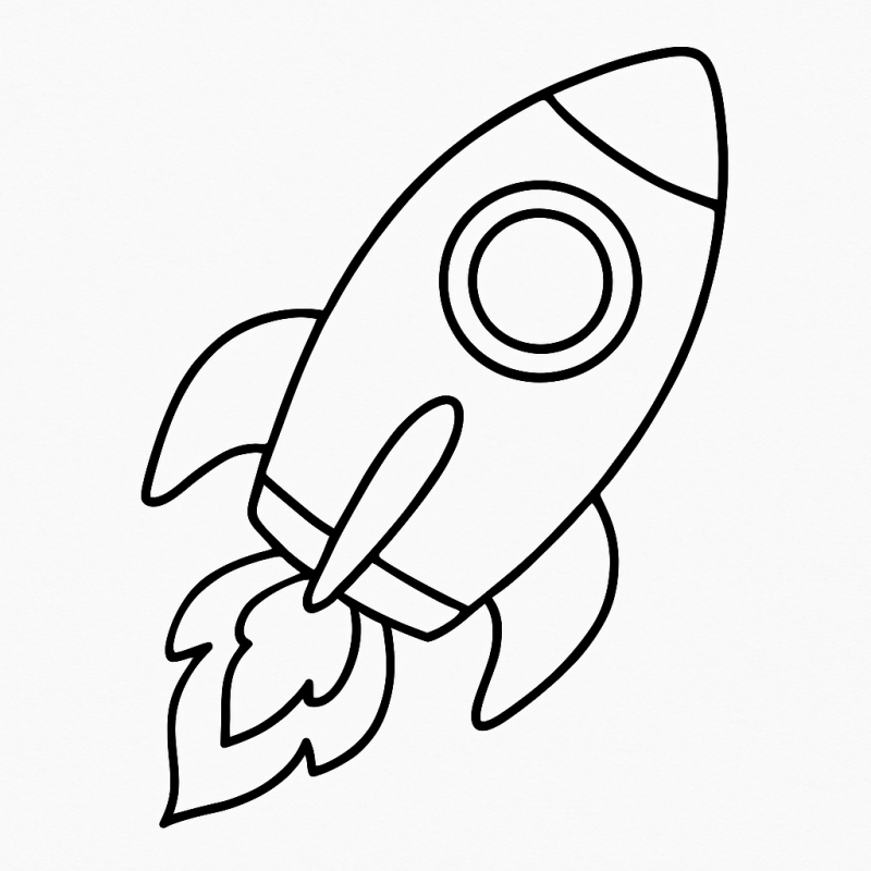 Desenho de um foguete estilizado divertido para colorir