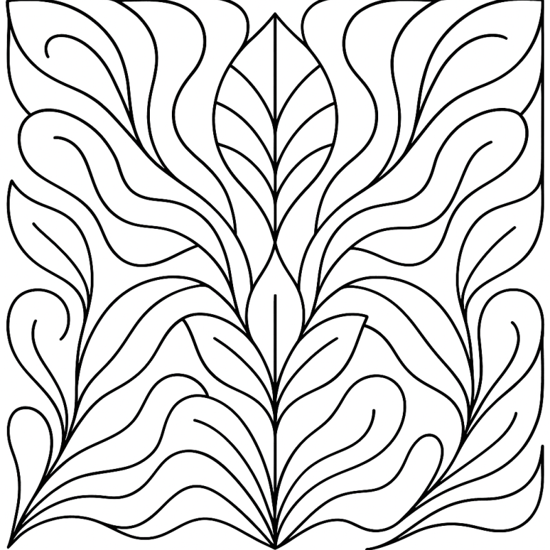 Desenho para colorir de padrão abstrato e geométrico com folhas estilizadas