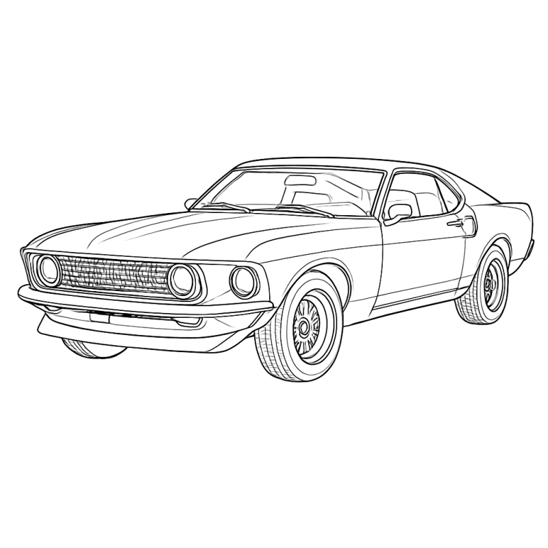 Desenho detalhado do Ford Mustang Fastback 1969 para colorir