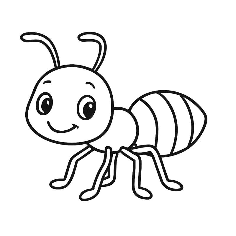 Desenho de formiga estilizada e amigável para colorir