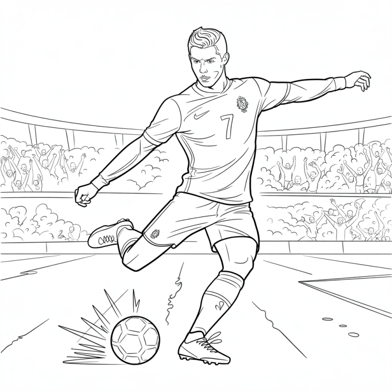 Cristiano Ronaldo CR7 futebol desenho preto e branco para colorir