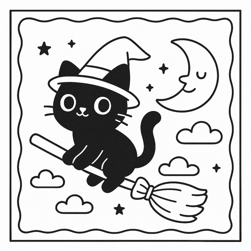 Colorindo o Gato Mágico do Halloween