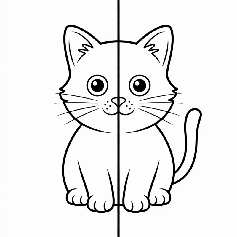 Colorindo um Gato Simétrico: Um Mundo de Criatividade