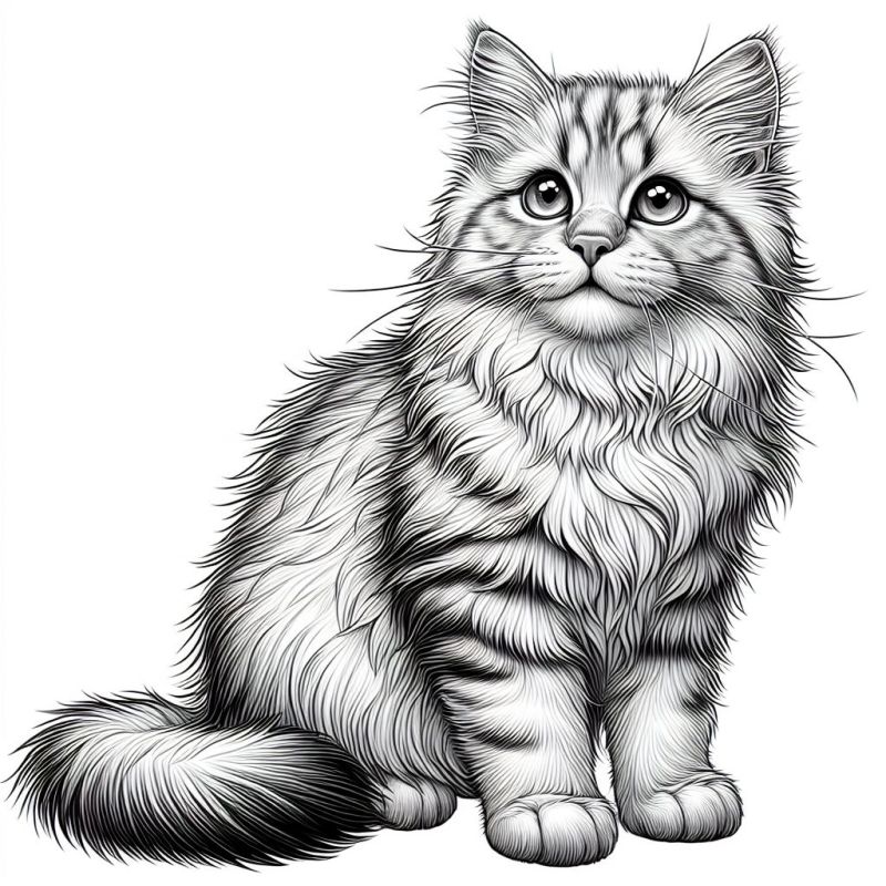 Desenho Realista de Gato para Colorir