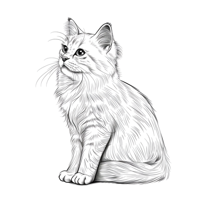 Imagem de Gato Realista para Colorir