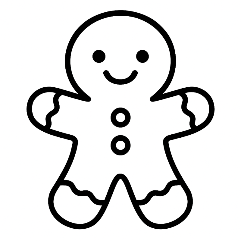 Boneco de Gengibre Sorridente para Colorir - Natal Encantador