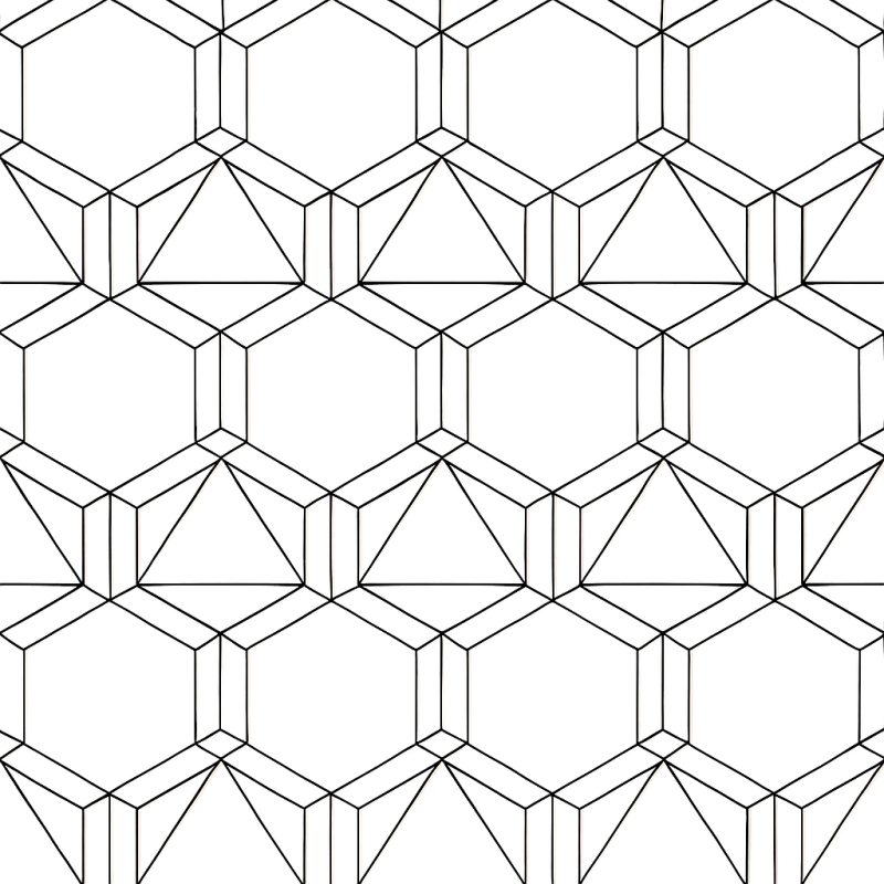 Desenho de padrão geométrico hexagonal abstrato para colorir