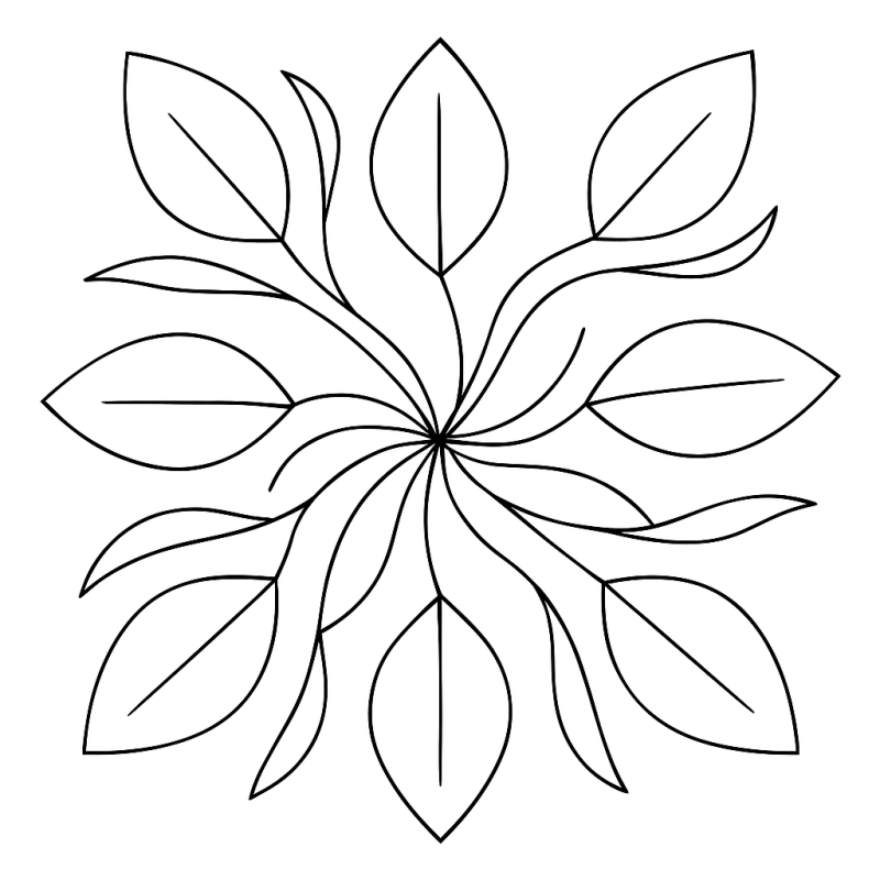 Desenho de padrão geométrico espiral simétrico para colorir