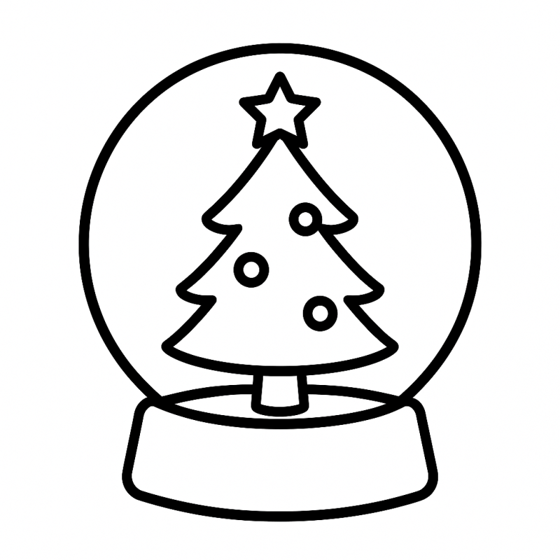 Globo de Neve com Árvore de Natal Simples para Colorir