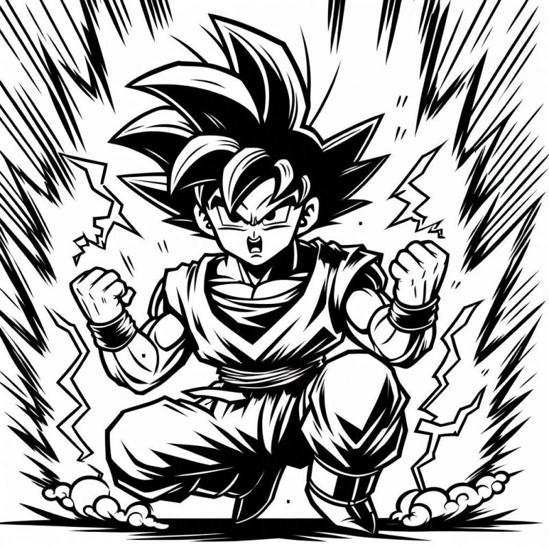 Colorindo o Poder de Goku: Um Desenho Incrível de Dragon Ball