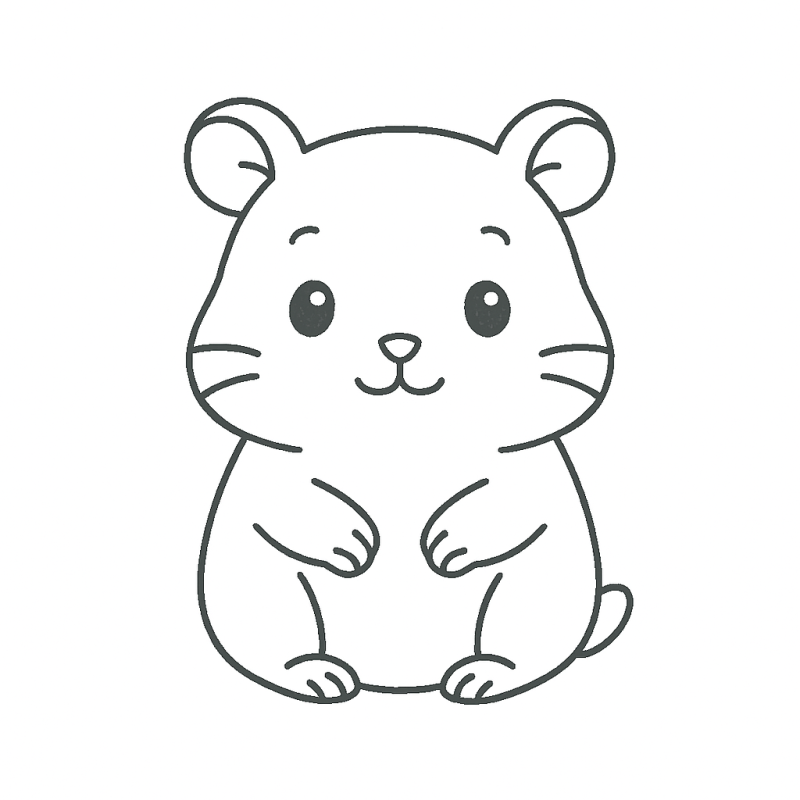 Desenho de hamster fofo sentado para colorir