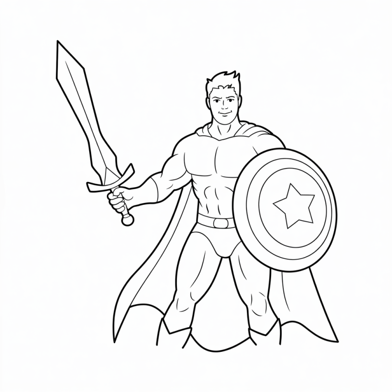 Aventure-se com Nosso Super-Herói com Espada e Escudo