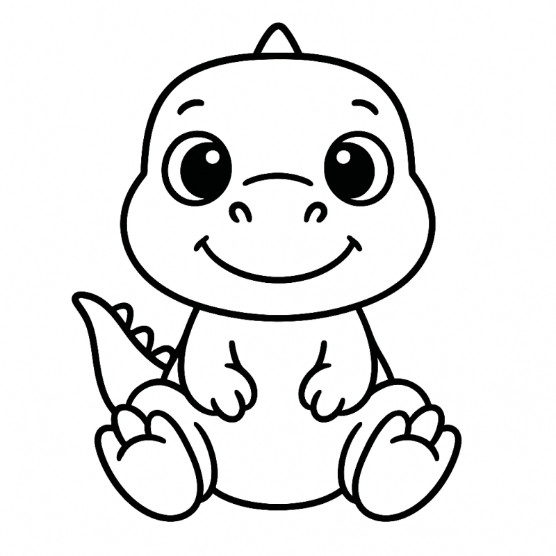 Desenho de dinossauro fofo e sorridente para colorir