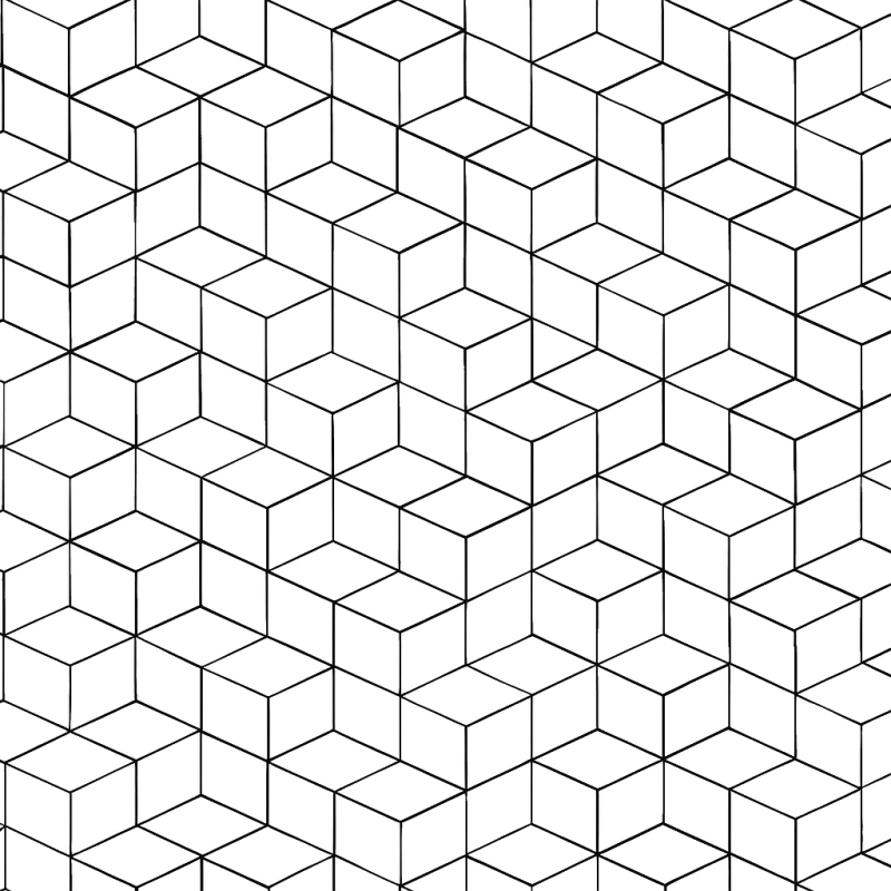 Desenho de padrão geométrico com cubos tridimensionais