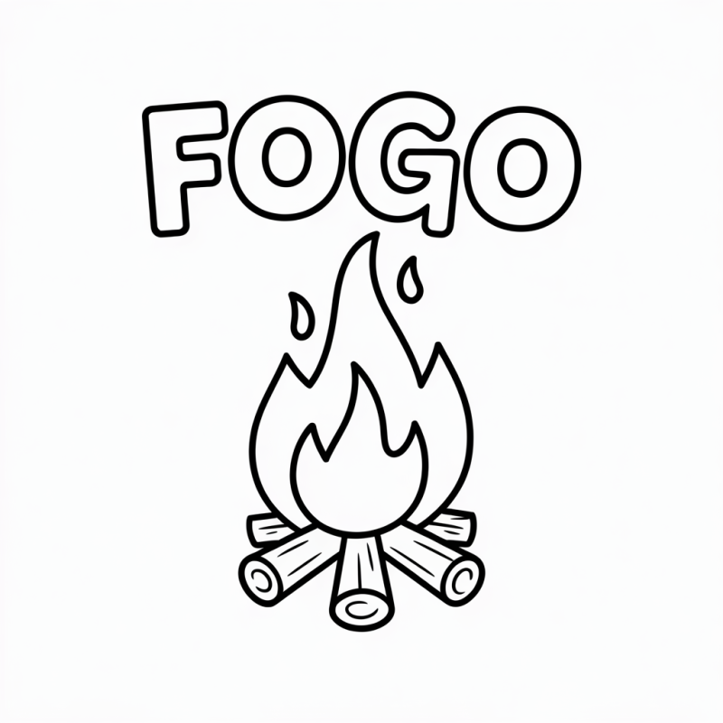 Desenho da Palavra FOGO para Colorir