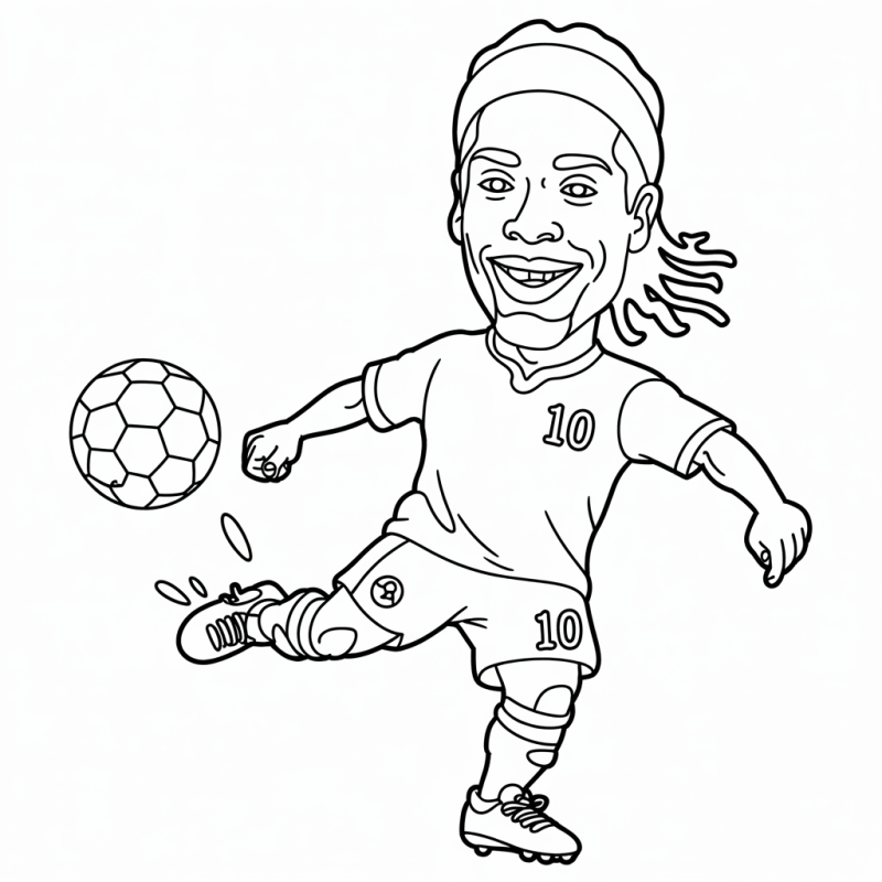 Desenho de Ronaldinho Gaúcho em caricatura pronto para colorir