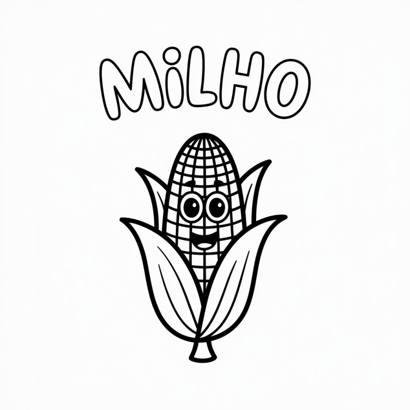Desenho de Espiga de Milho Sorridente para Colorir
