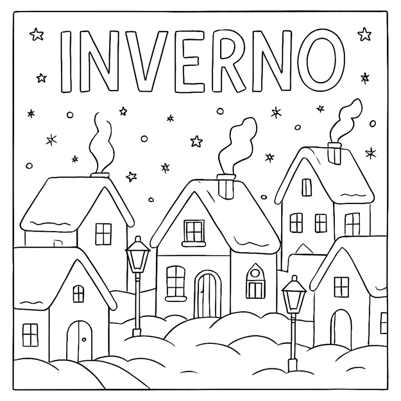Desenho Encantador de Inverno para Colorir