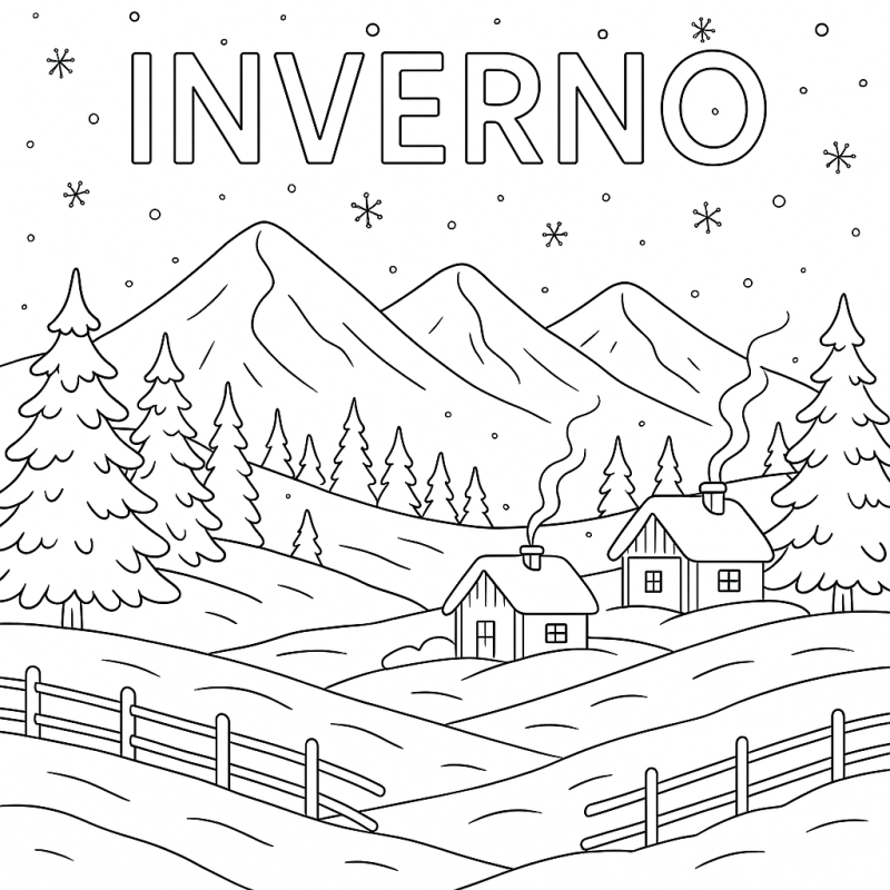 Paisagem Nevosa com Cabanas para Pintar