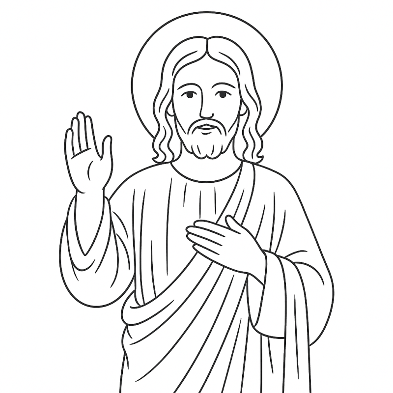 Página de Jesus Abençoando para Colorir